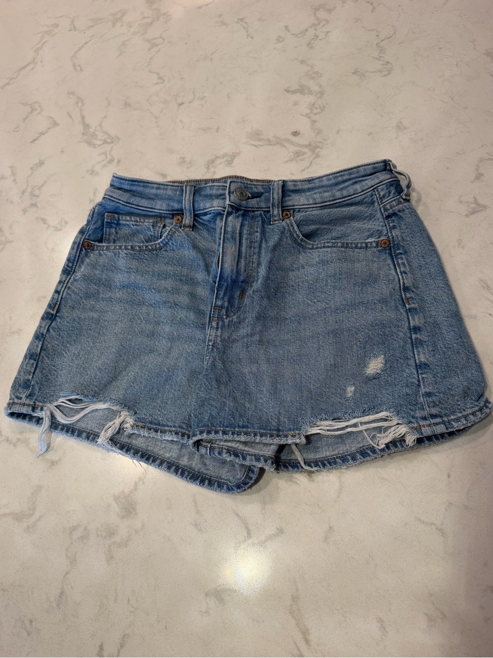 American Eagle Light Blue Distressed Denim Shorts